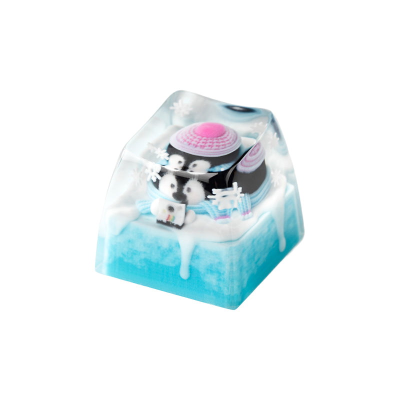KEYMOJI Snow World Artisan Keycap for Cherry MX Switches Penguin Photographer