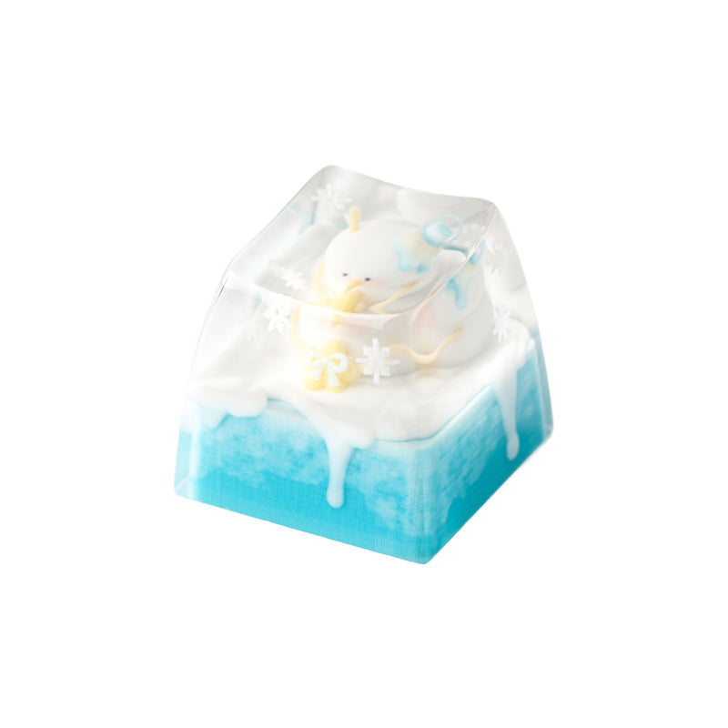 KEYMOJI Snow World Artisan Keycap for Cherry MX Switches Hugging Snowman