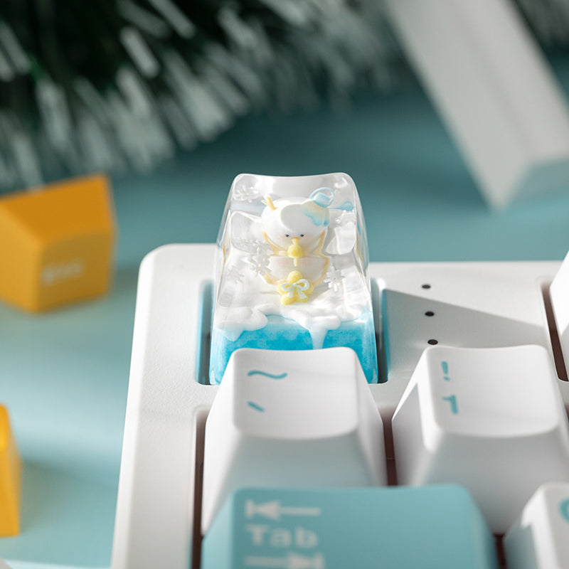 KEYMOJI Snow World Artisan Keycap for Cherry MX Switches Hugging Snowman