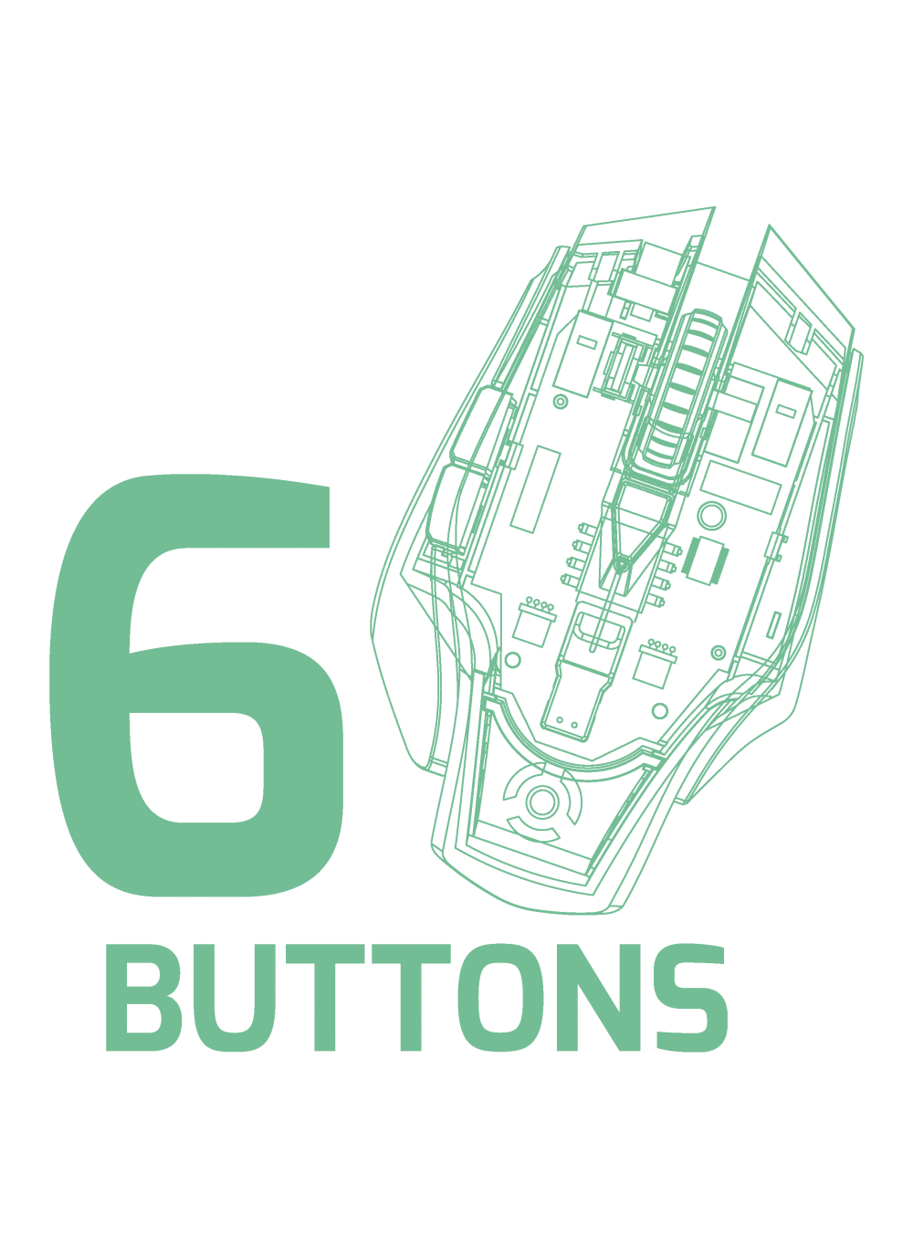 GAMING MOUSE AROKH X-1 - 6 BUTTONS 2400 DPI - GN - BULK