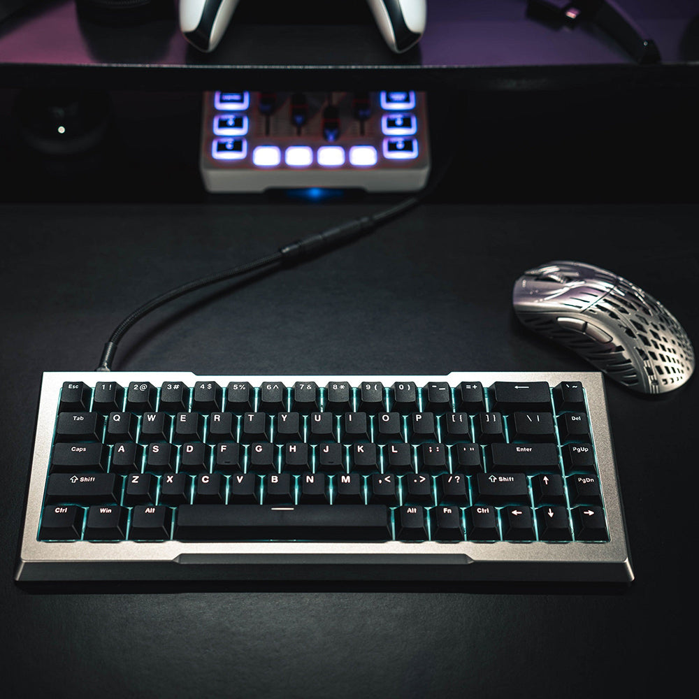 Pwnage Zenblade 65 CNC Mechanical Keyboard Shine through PBT keycaps Platinum