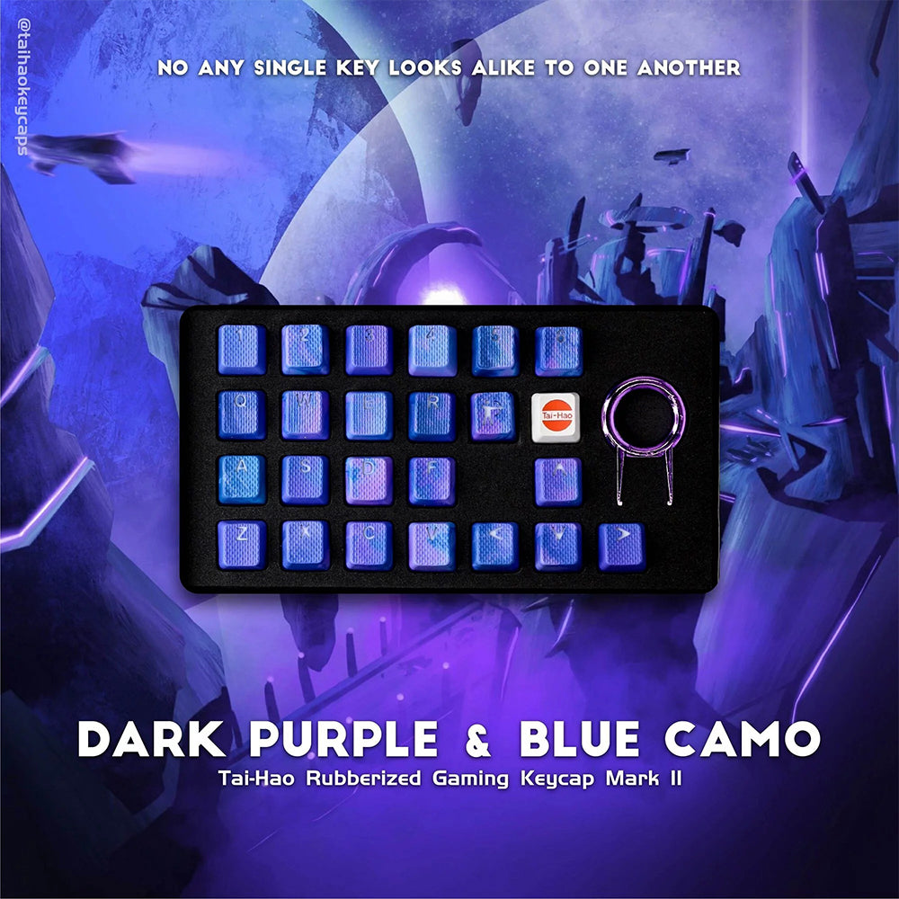 Tai-Hao Rubberized Gaming Keycap Mark II - 23keys Dark Purple &amp; Blue Camo