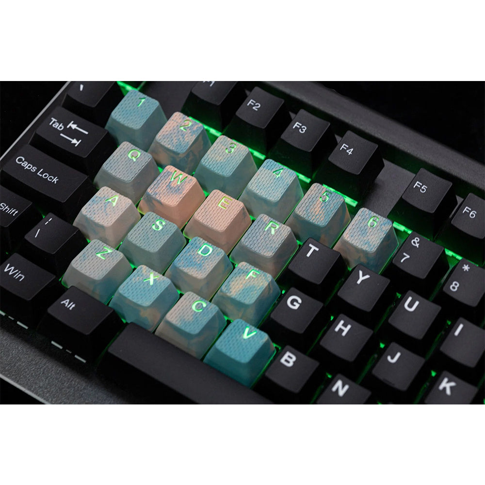 Tai-Hao Rubberized Gaming Keycap Mark II - 23keys Green &amp; Peach Camo