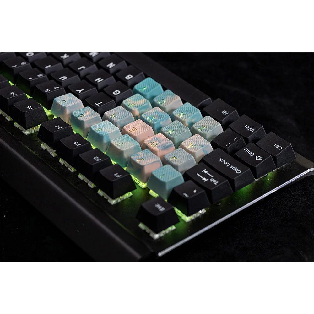 Tai-Hao Rubberized Gaming Keycap Mark II - 23keys Green &amp; Peach Camo