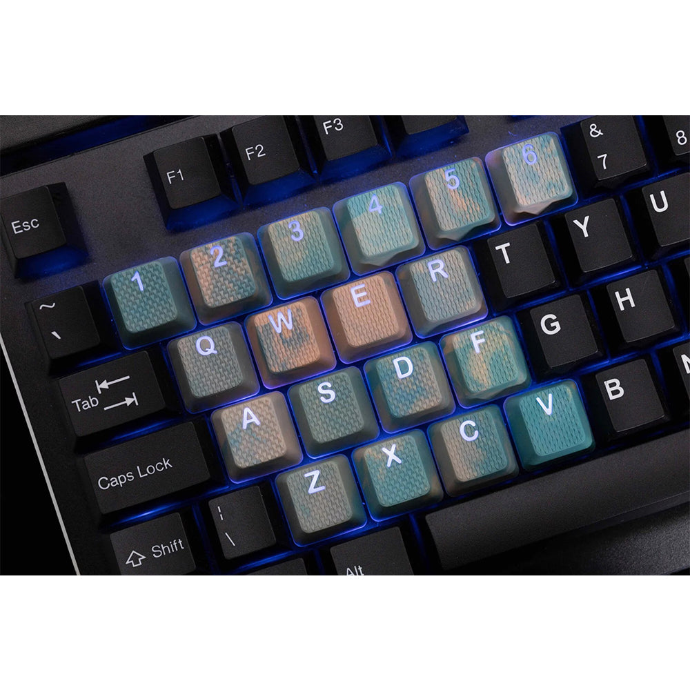 Tai-Hao Rubberized Gaming Keycap Mark II - 23keys Green &amp; Peach Camo