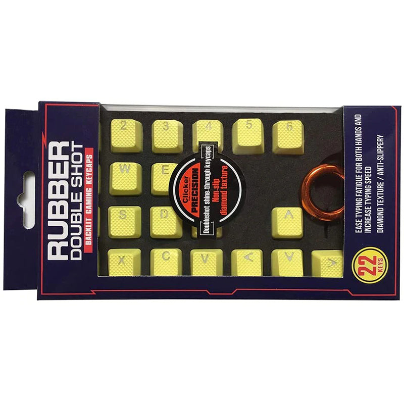 Tai-Hao Rubber Gaming Backlit Keycaps- 22 keys Neon Zinc Yellow