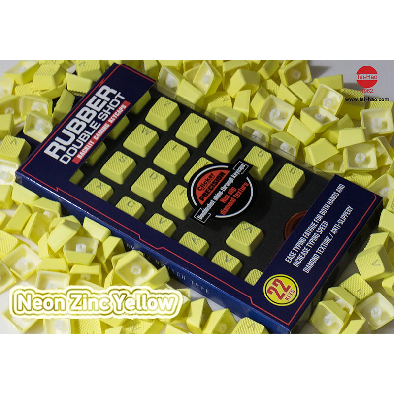 Tai-Hao Rubber Gaming Backlit Keycaps- 22 keys Neon Zinc Yellow