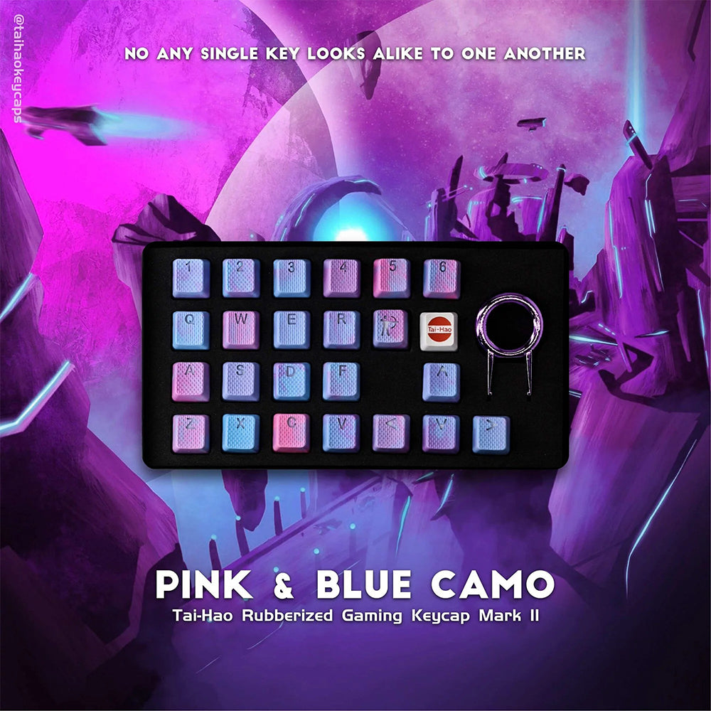 Tai-Hao Rubberized Gaming Keycap Mark II - 23keys Pink &amp; Blue Camo
