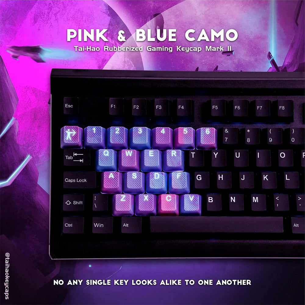 Tai-Hao Rubberized Gaming Keycap Mark II - 23keys Pink &amp; Blue Camo