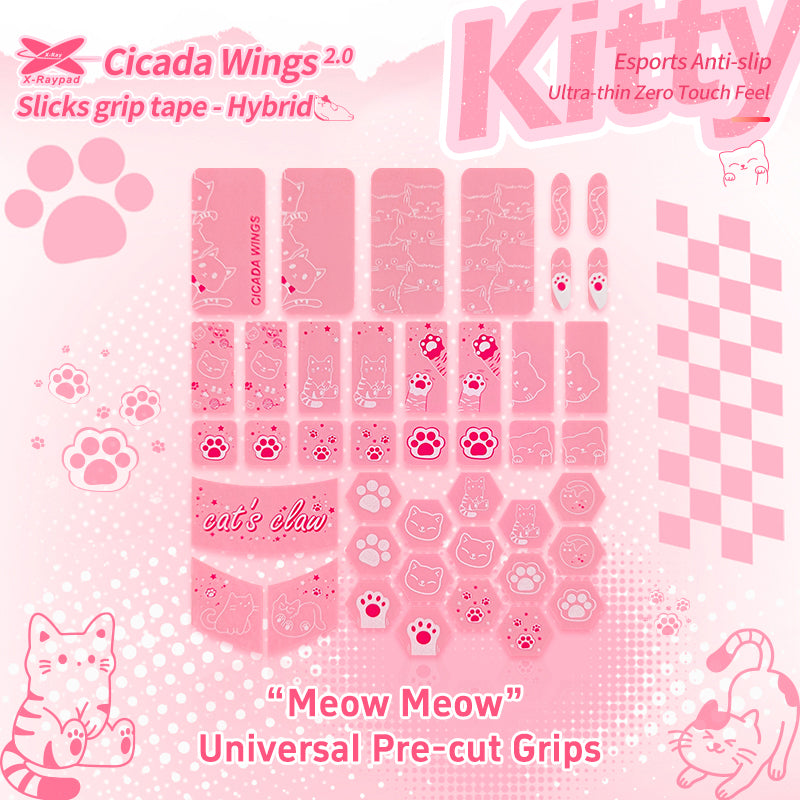X-raypad Cicada Wings V2 Slicks Universal Pre-cut Grip Tape PINK Kitty