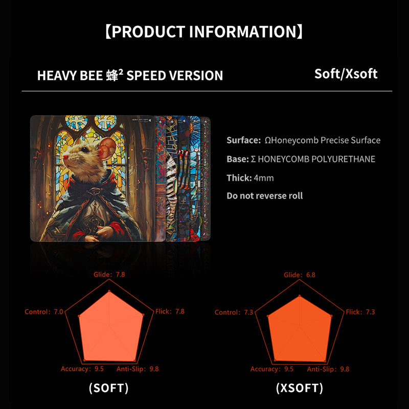 X-raypad Unique Heavy Bee eSports Mousepad Black (CONTROL VERSION)