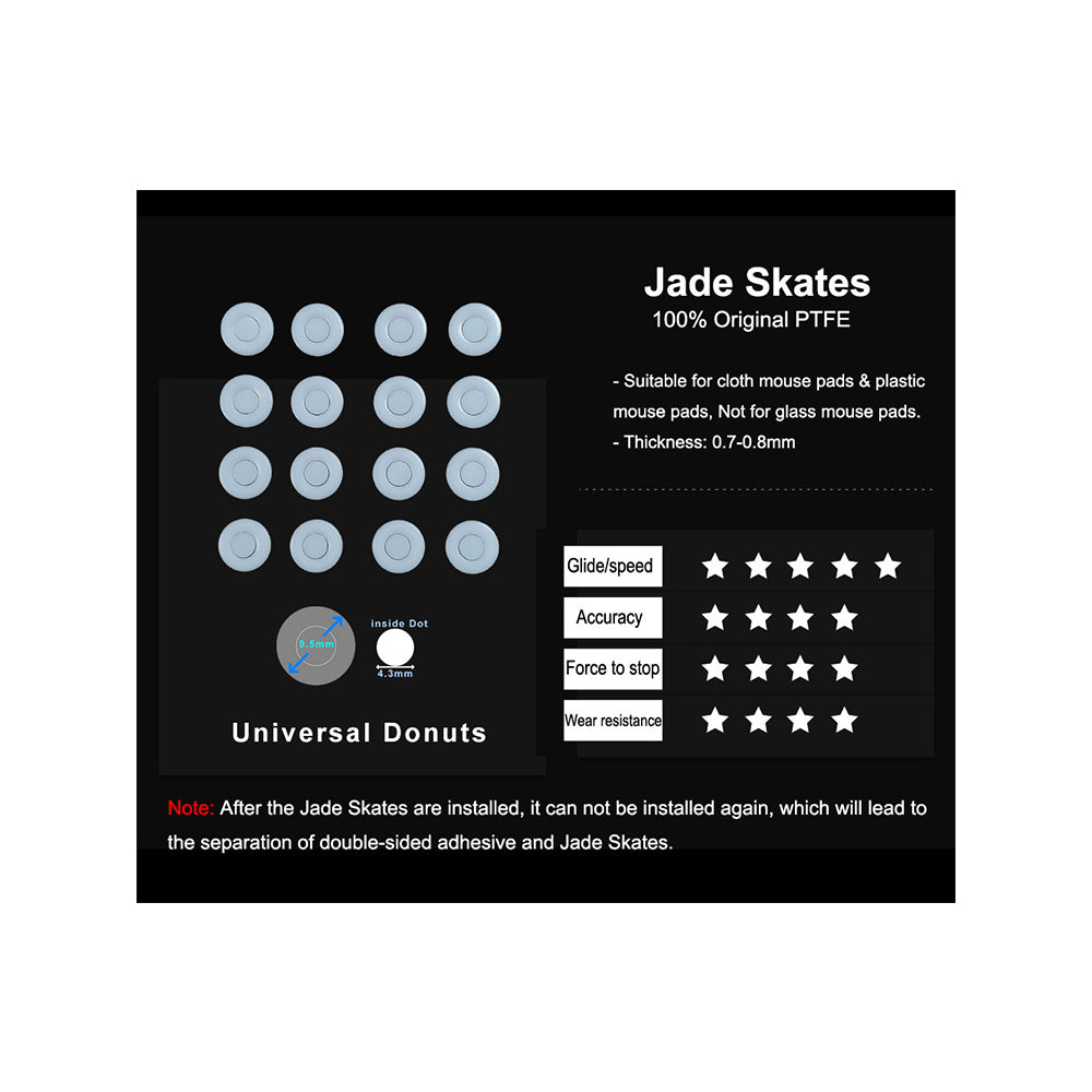 X-raypad Jade Speed Mouse Skates Universal 0.8mm PTFE Donuts (32-Pack)