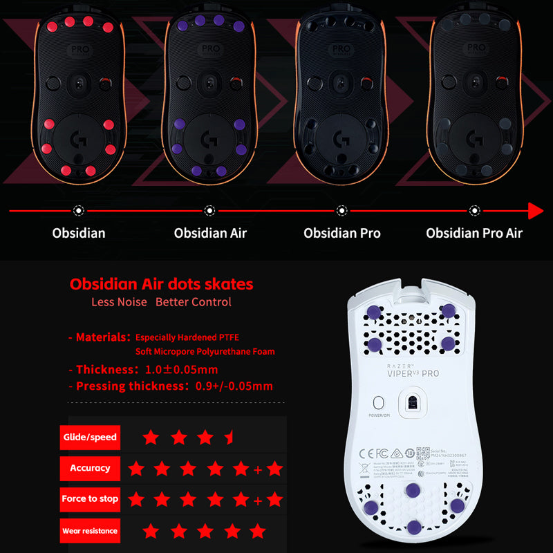 X-raypad Obsidian Air PTFE Universal Dot Mouse Skates (40-Pack)