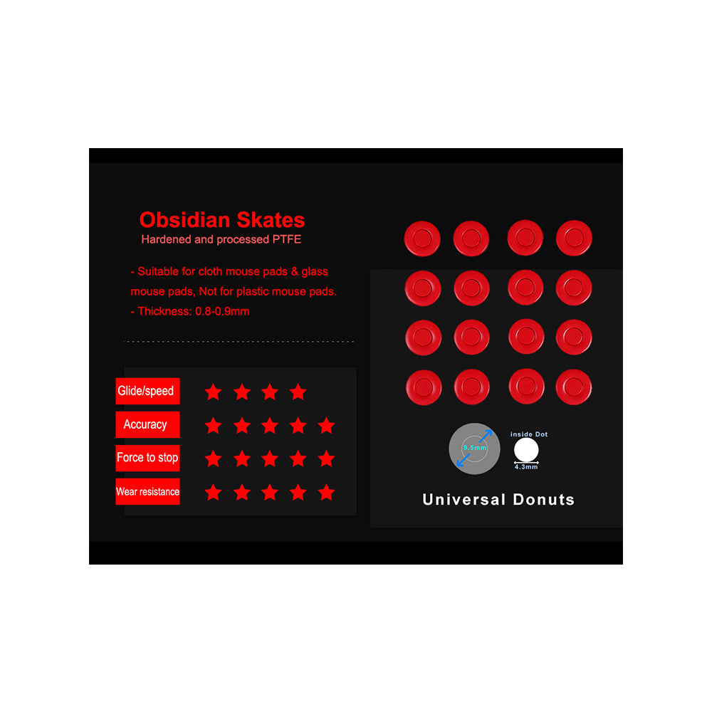 X-raypad Obsidian Control Mouse Skates Universal 0.8mm PTFE Donuts (32-Pack)