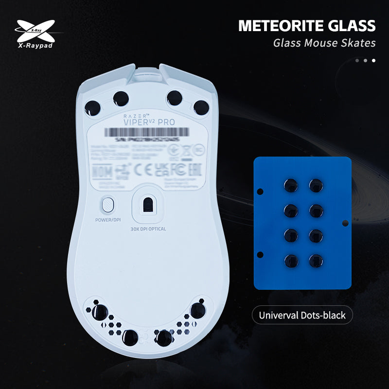 X-raypad Meteorite Glass Mouse Skates Universal DIY Dots Black 8pcs