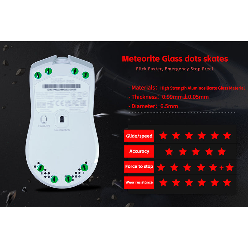 X-raypad Meteorite Glass Mouse Skates Universal DIY Dots Black 8pcs