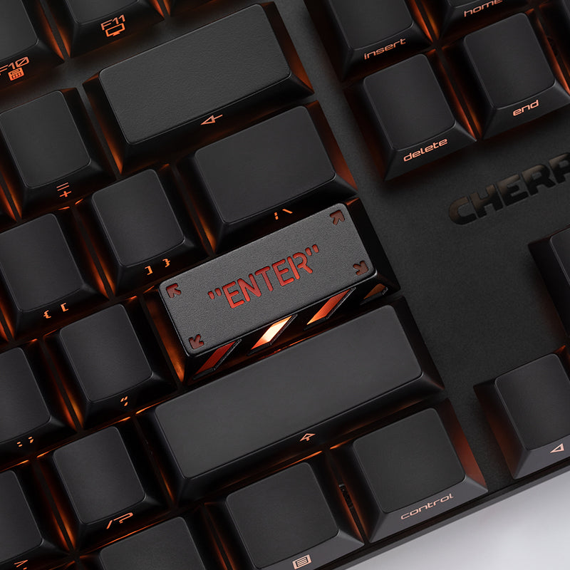 HolyOOPS x ZOMOPLUS CYBER PUNK Aluminum ENTER keycap Black Orange