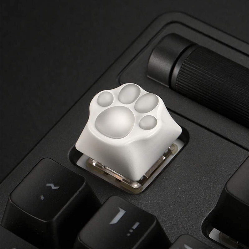 ZOMO PLUS Aluminum &amp; Silicone Kitty Paw Artisan Keycap White x Transparent
