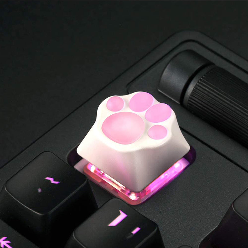 ZOMO PLUS Aluminum &amp; Silicone Kitty Paw Artisan Keycap White x Transparent